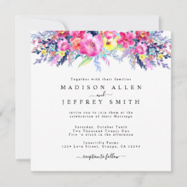 Brölloksinbjudan till Blommigten Vår i shock rosa  Meddelande