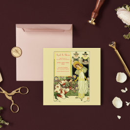 Brölloksinbjudan till Blommigten vintage Art nouve