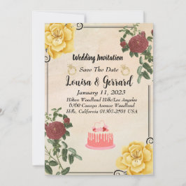 Brölloksinbjudan till Blommigten vintage Inbjudningar