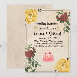 Brölloksinbjudan till Blommigten vintage Inbjudningar