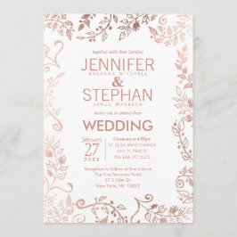 Brölloksinbjudan till Blommigten Vit ros Guld Inbjudningar