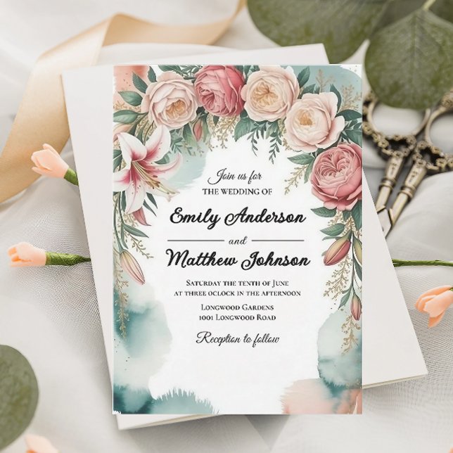 Brölloksinbjudan till blommigtens Arch Designer-de Inbjudningar (Skapare uppladdad)