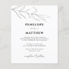 Brölloksinbjudan till budgetpost konsthantverk Löv Flygblad