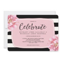 Brölloksinbjudan till Chic för blommigt/Rosa