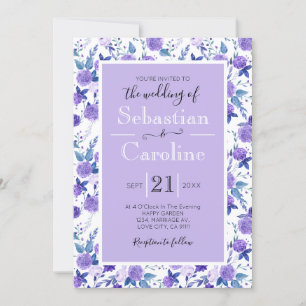 Brölloksinbjudan till Cute Lila Watercolor Flowers
