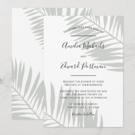 Brölloksinbjudan till det tropiska Sage Löv Handfl Inbjudningar