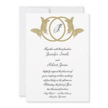 Brölloksinbjudan till Dubbla Ring Butterfly Monogr