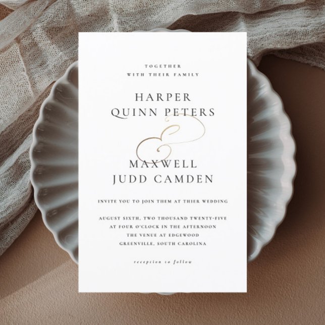 Brölloksinbjudan till elegant Black and White Budg (Elegant typography gold script black and white wedding invitations.)