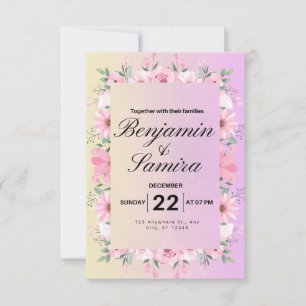 Brölloksinbjudan till elegant Blommigt- med mjuk r Inbjudningar
