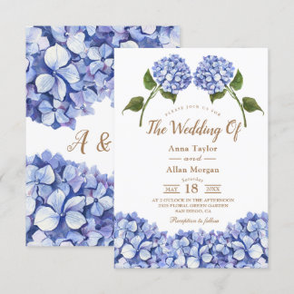 Brölloksinbjudan till elegant Blue Hydrangea Blomm