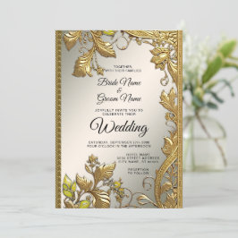 Brölloksinbjudan till elegant Guld för dekorativ B Inbjudningar