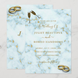 Brölloksinbjudan till elegant Guld White Marble Ri