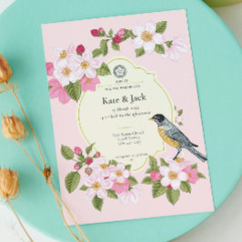 Brölloksinbjudan till elegant Japansk Rosa Blommig Meddelande