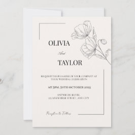 Brölloksinbjudan till elegant minimalistisk Blommi Inbjudningar
