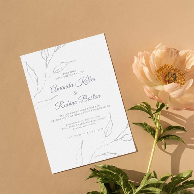 Brölloksinbjudan till elegant minimalistisk Blommi Inbjudningar (Skapare uppladdad)