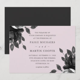 Brölloksinbjudan till elegant  och Grått Blommigt Inbjudningar