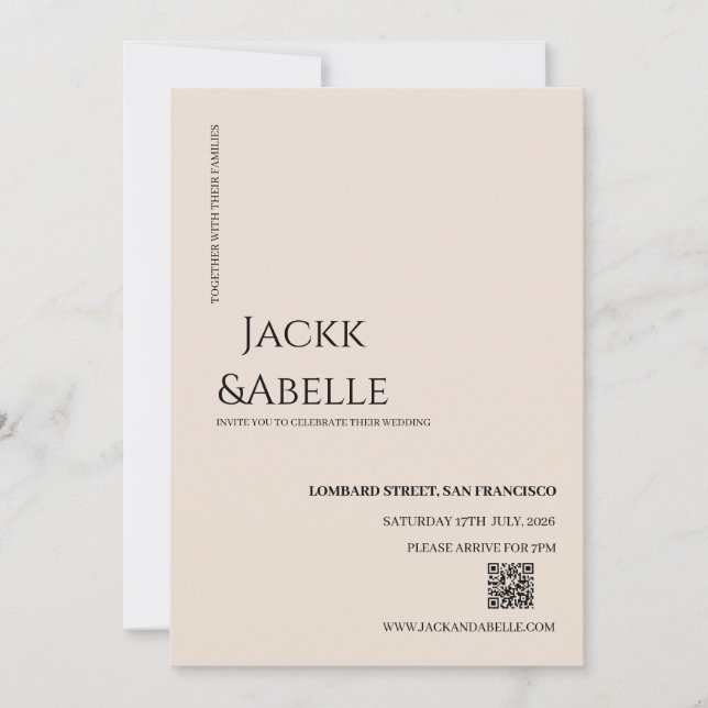 Brölloksinbjudan till elegant QR-kod Inbjudningar (Framsida)