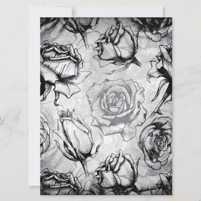 Brölloksinbjudan till elegant Red White Black Ro B Inbjudningar (Framsida)