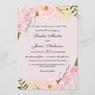 Brölloksinbjudan till elegant Rosa Blommigt Inbjudningar