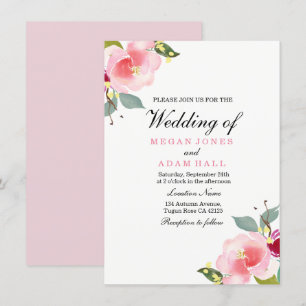 Brölloksinbjudan till elegant Rosa Blommigt  Inbjudningar