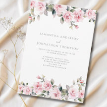 Brölloksinbjudan till elegant Rosa Blommigt