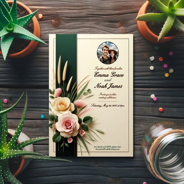 Brölloksinbjudan till elegant Rustic Blommigt Inbjudningar (Skapare uppladdad)