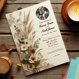 Brölloksinbjudan till elegant Rustic Blommigt Inbjudningar