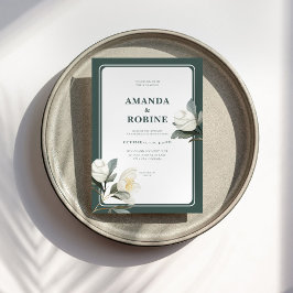 Brölloksinbjudan till elegant White Camellia Blomm Inbjudningar