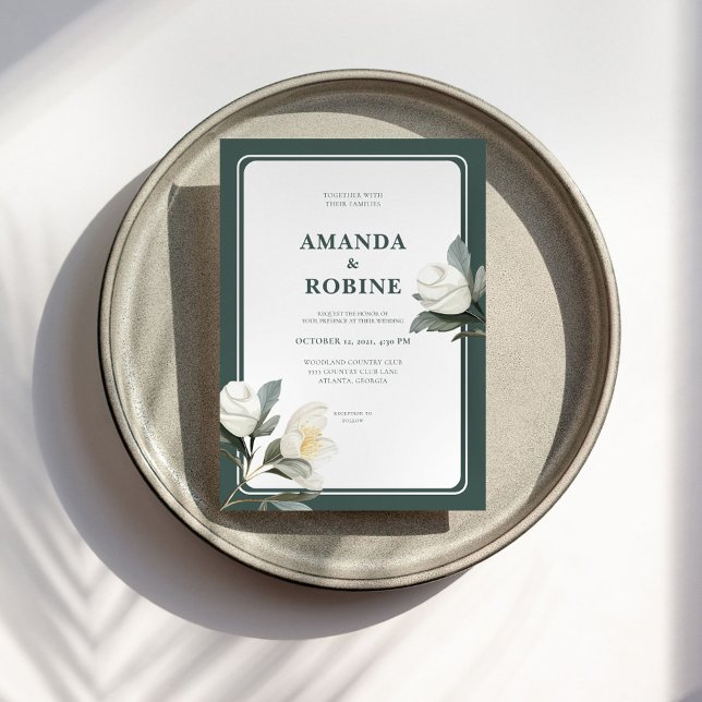 Brölloksinbjudan till elegant White Camellia Blomm Inbjudningar (Skapare uppladdad)