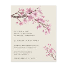 Brölloksinbjudan till elegantens Rosa Blommigt bud