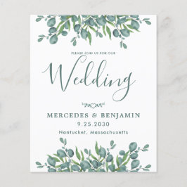 Brölloksinbjudan till Eucalyptus Greenery Budget Q