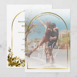 Brölloksinbjudan till fotopat Guld Arch Ram Inbjudningar