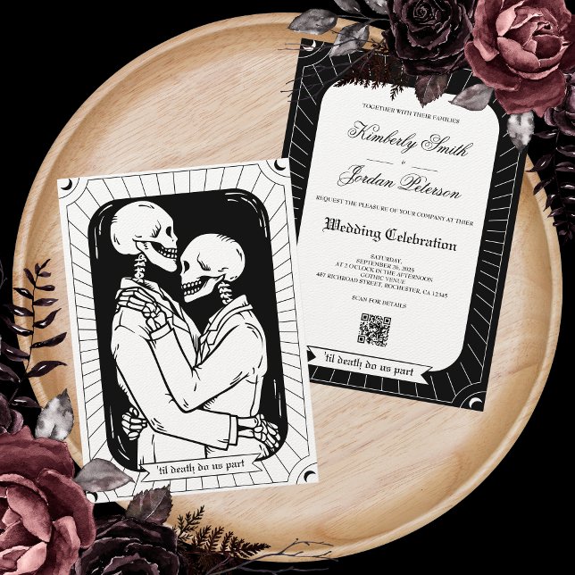 Brölloksinbjudan till Gothic Tarot Card QR-kod Inbjudningar (Skapare uppladdad)