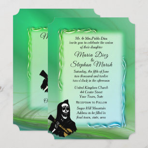 Brölloksinbjudan till Grönt i day of the dead på k Inbjudningar