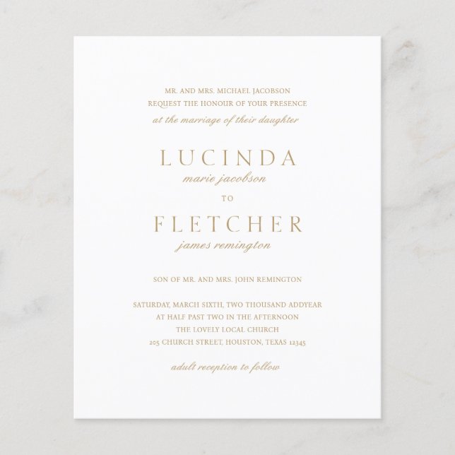 Brölloksinbjudan till Guld formellt QR-kod Flygblad (Framsidan)