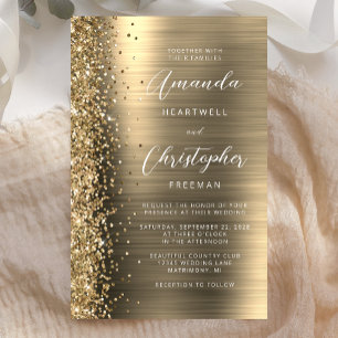 Brölloksinbjudan till Guld Glam Glitter