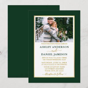 Brölloksinbjudan till Guld i modern Elegant Grönt Inbjudningar