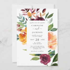 Brölloksinbjudan till hösthösten Blommigt i elegan Inbjudningar