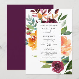 Brölloksinbjudan till hösthösten Blommigt i elegan Inbjudningar