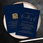 Brölloksinbjudan till klasscertifikat QR Guld Inbjudningar<br><div class="desc">Inbjudan till QR-kod för Guld-marinblått Bröllop. Lägg till din QR-kod på bröllop webbplats på baksidan så att dina gäster kan OSA och se all online utan att behöva ha separata bilagor. Din QR-kod genereras automatiskt när du ändrar samplings-URL:en till din egen. En informell typografi i guld för huvudrubriken Bröllop: Att...</div>