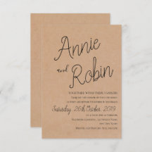 Brölloksinbjudan till Kraft Papper Anpassningsbar-