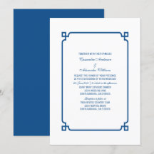 Brölloksinbjudan till Lapis Blue Deco Chic