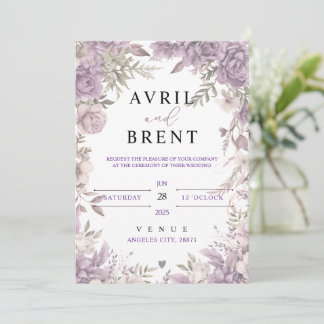 Brölloksinbjudan till Lavender Dreams Blommigt-brö Inbjudningar
