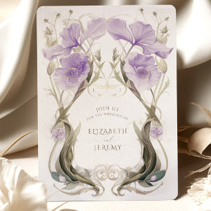 Brölloksinbjudan till Lavender Elegance Art nouvea Inbjudningar