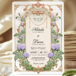 Brölloksinbjudan till Lavender Lila Art nouveau Bl Inbjudningar