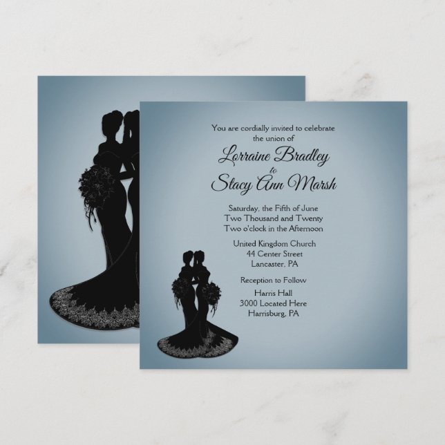 Brölloksinbjudan till Lesbisken elegant Inbjudningar (Fram/baksida)