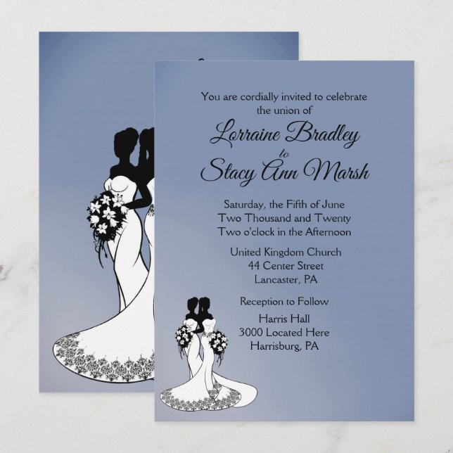 Brölloksinbjudan till Lesbisken elegant Inbjudningar (Fram/baksida)