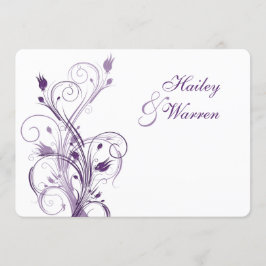 Brölloksinbjudan till lila och vit Blommigt 2 Inbjudningar