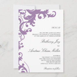 Brölloksinbjudan till Lilac Lila Elegant Damask-br Inbjudningar