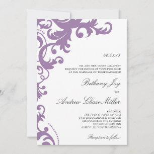 Brölloksinbjudan till Lilac Lila Elegant Damask-br Inbjudningar